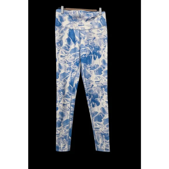 Champion Blue Marble Print High Waist Leggings Size Large Stretch Activewear - Picture 1 of 5